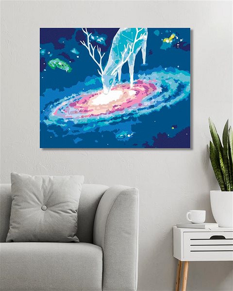 Maľovanie podľa čísel Jeleň a galaxia, 80 × 100 cm, plátno napnuté na rám ...