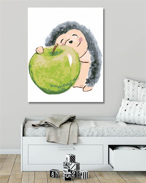 Malování podle čísel Ježek s jablíčkem, 80×100 cm, vypnuté plátno na rám ...