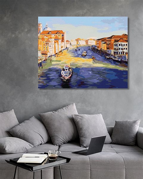 Maľovanie podľa čísel Kanál v Benátkach, 80 × 100 cm, bez rámu a bez napnutia plátna ...