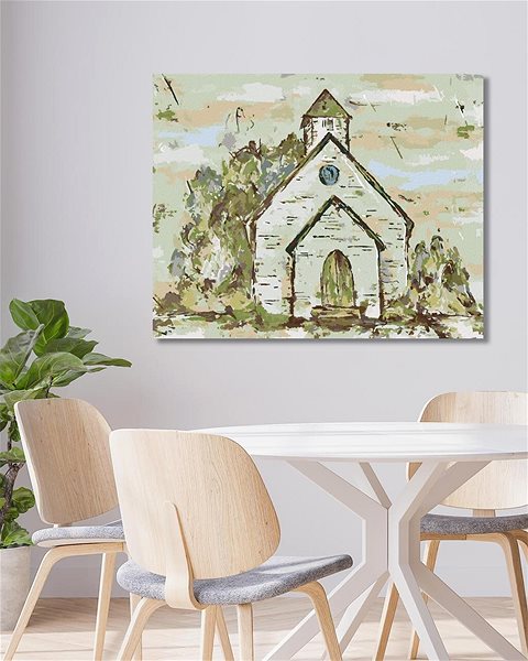Maľovanie podľa čísel Kostol (Haley Bush), 80 × 100 cm, plátno napnuté na rám ...
