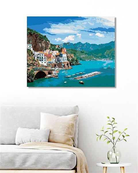 Maľovanie podľa čísel Krajina na pobreží Amalfi v Taliansku, 40 × 50 cm, plátno napnuté na rám ...