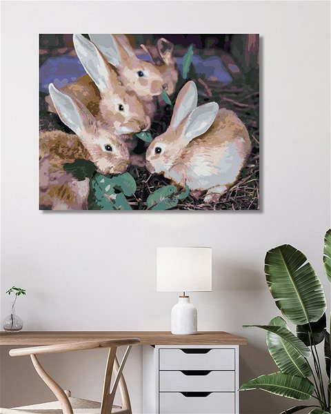 Maľovanie podľa čísel Králičia parta, 40 × 50 cm, plátno napnuté na rám ...
