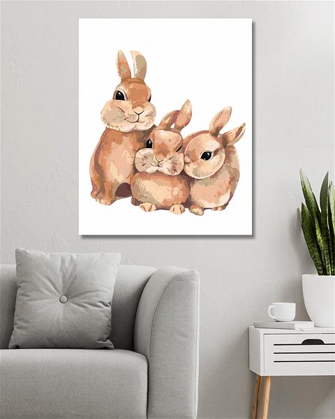 Malování podle čísel Králík a jeho rodina, 40×50 cm, vypnuté plátno na rám ...