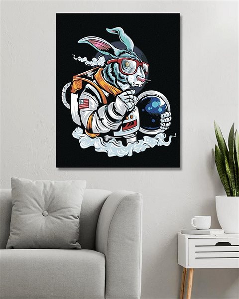 Maľovanie podľa čísel Králik kozmonaut, 80 × 100 cm, bez rámu a bez napnutia plátna ...