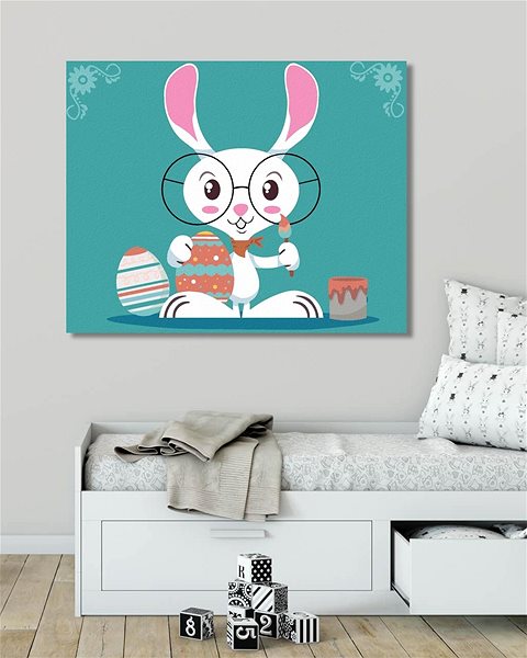 Maľovanie podľa čísel Králik s okuliarmi, 80 × 100 cm, vypnuté plátno na rám ...