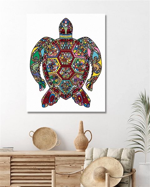 Maľovanie podľa čísel Kvetinová korytnačka, 40 × 50 cm, plátno napnuté na rám ...