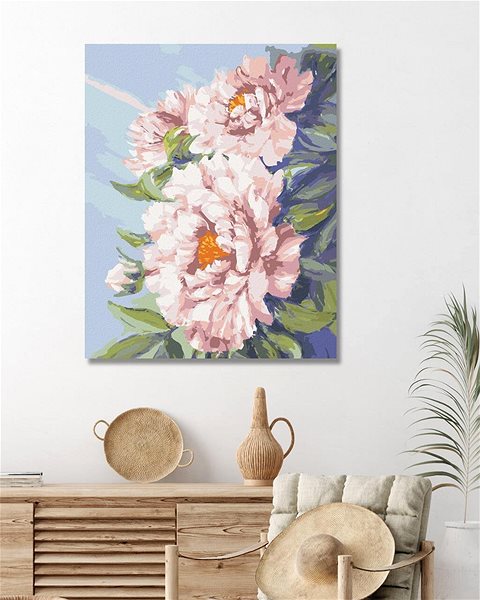 Maľovanie podľa čísel Kvety ružovej pivonky, 40 × 50 cm, bez rámu a bez napnutia plátna ...