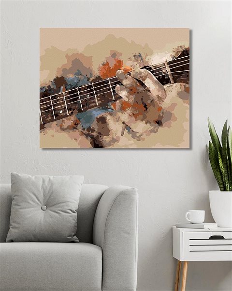 Maľovanie podľa čísel Gitarista hrajúci na Gitaru, 40 × 50 cm, bez rámu a bez napnutia plátna ...