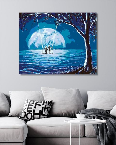 Maľovanie podľa čísel Láska za svitu mesiaca, 40 × 50 cm, plátno napnuté na rám ...