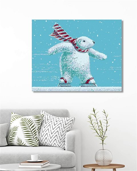 Maľovanie podľa čísel Ľadový medvedík na korčuliach (Sue Ellen Brown), 80 × 100 cm, bez rámu a bez napnutia plátna ...