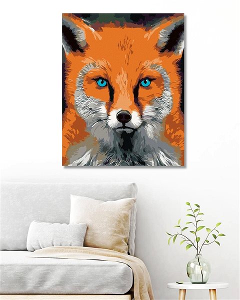 Malování podle čísel Liška s modrýma očima, 80×100 cm, bez rámu a bez vypnutí plátna ...