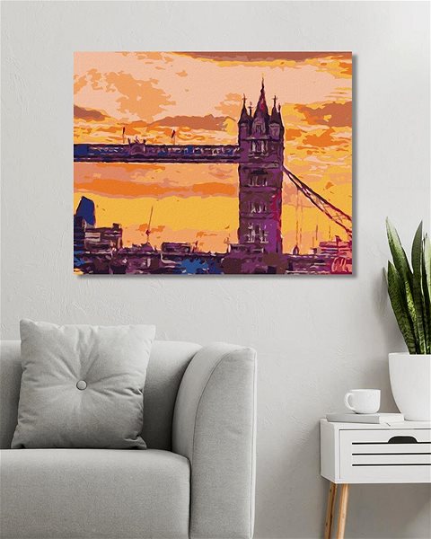 Maľovanie podľa čísel Londýnsky Tower Bridge pri západe slnka, 40×50 cm, bez rámu a bez vypnutia plátna ...