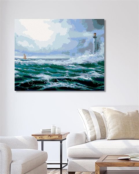Maľovanie podľa čísel Maják v oceáne, 40×50 cm, bez rámu a bez vypnutia plátna ...