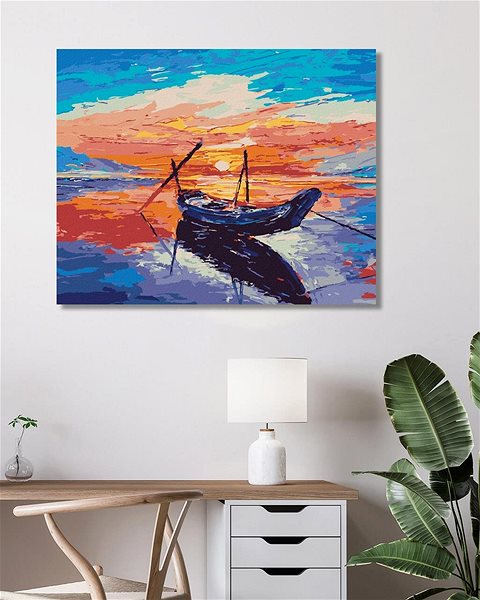 Maľovanie podľa čísel Malá rybárska loďka, 80 × 100 cm, bez rámu a bez napnutia plátna ...