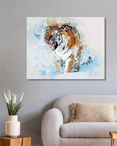 Maľovanie podľa čísel Maľovaný tiger, 40×50 cm, vypnuté plátno na rám ...