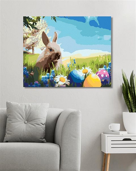 Maľovanie podľa čísel Malý veľkonočný zajačik, 40×50 cm, bez rámu a bez vypnutia plátna ...