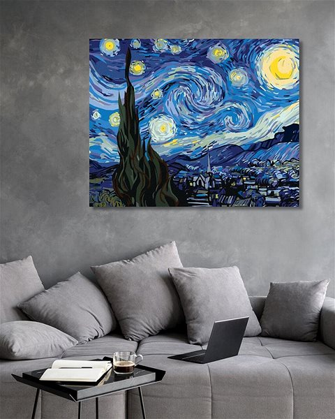Maľovanie podľa čísel Mesiac v podaní Van Gogha, 40×50 cm, bez rámu a bez vypnutia plátna ...