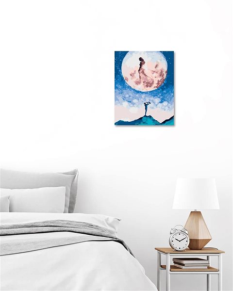 Maľovanie podľa čísel Mladík hudbou dodáva bohyni na mesiaci svoju náklonnosť, 40×50 cm, vypnuté plátno na rám ...
