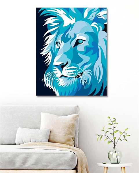 Maľovanie podľa čísel Modrý lev, 80 × 100 cm, bez rámu a bez napnutia plátna ...