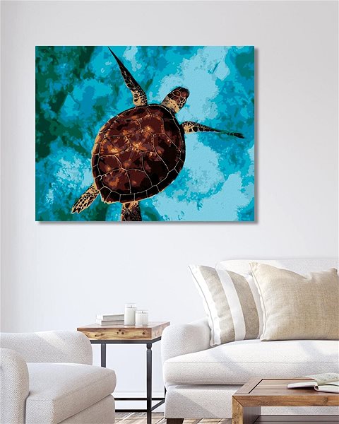 Maľovanie podľa čísel Morská korytnačka na vode, 80 × 100 cm, plátno napnuté na rám ...
