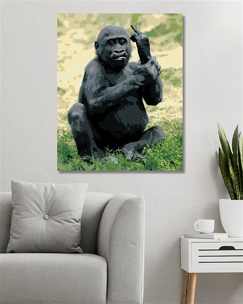 Maľovanie podľa čísel Naštvaná gorila, 40×50 cm, vypnuté plátno na rám ...
