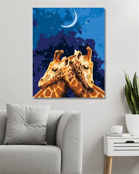 Maľovanie podľa čísel Objímajúce sa žirafy, 80 × 100 cm, bez rámu a bez napnutia plátna ...