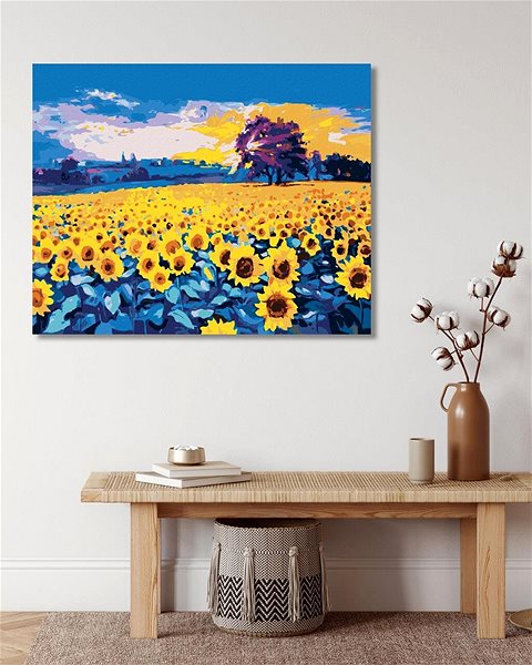 Maľovanie podľa čísel Obrovské slnečnicové pole, 40×50 cm, vypnuté plátno na rám ...