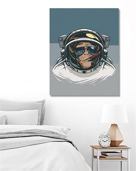 Maľovanie podľa čísel Opica kozmonautom, 40×50 cm, vypnuté plátno na rám ...