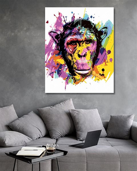 Maľovanie podľa čísel Opice na farebnom pozadí, 80×100 cm, bez rámu a bez vypnutia plátna ...