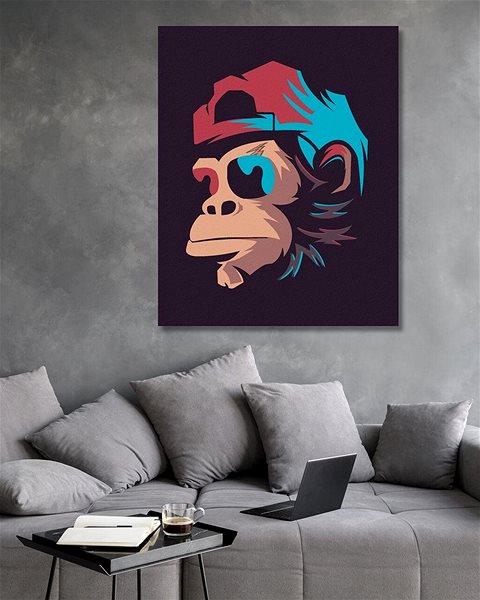 Maľovanie podľa čísel Opica so šiltovkou a slnečnými okuliarmi, 80 × 100 cm, bez rámu a bez napnutia plátna ...
