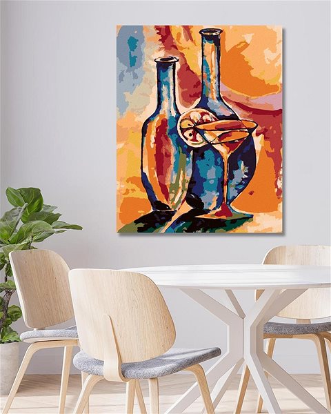 Malování podle čísel Otevřené sklenice s drinkem, 40×50 cm, bez rámu a bez vypnutí plátna ...