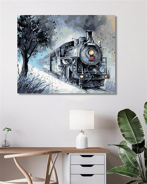 Maľovanie podľa čísel Parná lokomotíva, 80×100 cm, bez rámu a bez vypnutia plátna ...