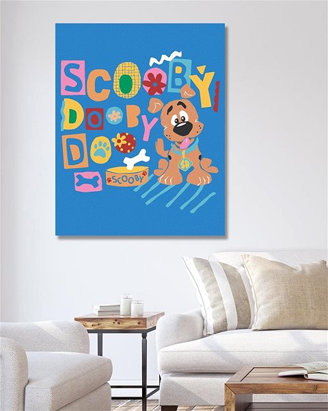 Maľovanie podľa čísel Plagát Scooby s miskou (Scooby Doo), 40×50 cm, vypnuté plátno na rám ...