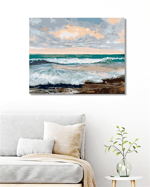 Maľovanie podľa čísel Pláž s veľkými vlnami, 80 × 100 cm, bez rámu a bez napnutia plátna ...