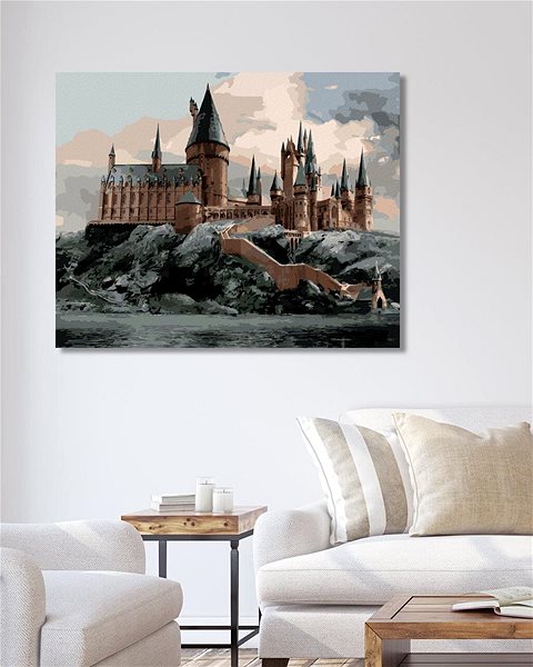 Maľovanie podľa čísel Pohľad na Rokfort (Harry Potter), 40×50 cm, bez rámu a bez vypnutia plátna ...