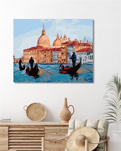 Maľovanie podľa čísel Pohľad z gondol na Benátky, 80 × 100 cm, plátno napnuté na rám ...