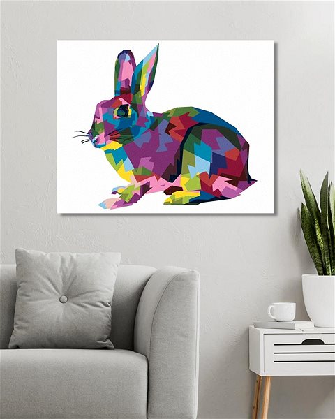 Maľovanie podľa čísel Pop-art králik, 40×50 cm, vypnuté plátno na rám ...