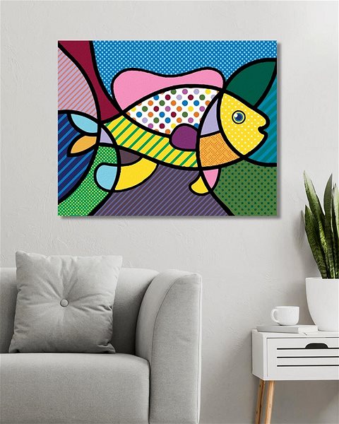 Maľovanie podľa čísel Pop-art ryba, 80 × 100 cm, plátno napnuté na rám ...