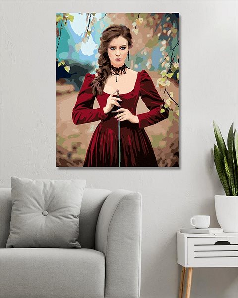 Maľovanie podľa čísel Portrét gotické dievča v lese, 40×50 cm, bez rámu a bez vypnutia plátna ...