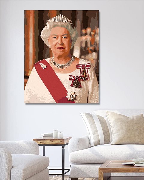 Maľovanie podľa čísel Portrét kráľovná Alžbeta II., 40×50 cm, bez rámu a bez vypnutia plátna ...