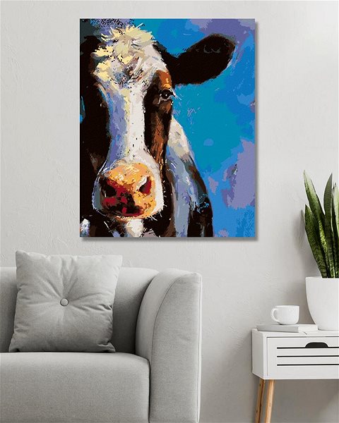 Maľovanie podľa čísel Portrét kravy, 80 × 100 cm, bez rámu a bez napnutia plátna ...