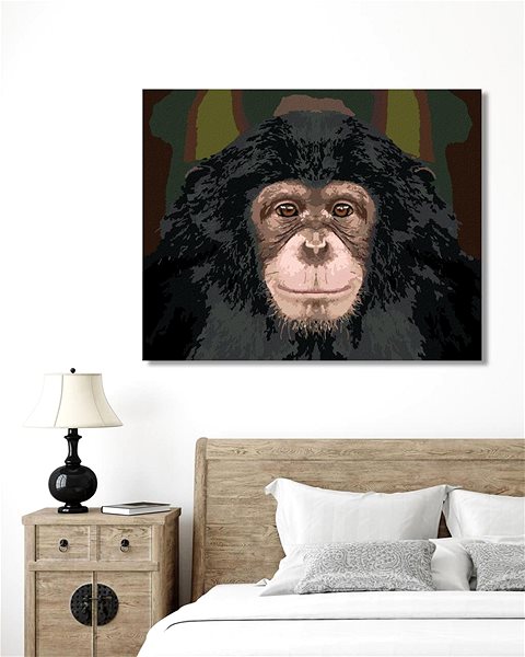 Maľovanie podľa čísel Portrét šimpanza, 80 × 100 cm, plátno napnuté na rám ...