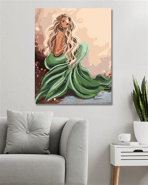 Maľovanie podľa čísel Prekrásna morská panna, 40×50 cm, bez rámu a bez vypnutia plátna ...