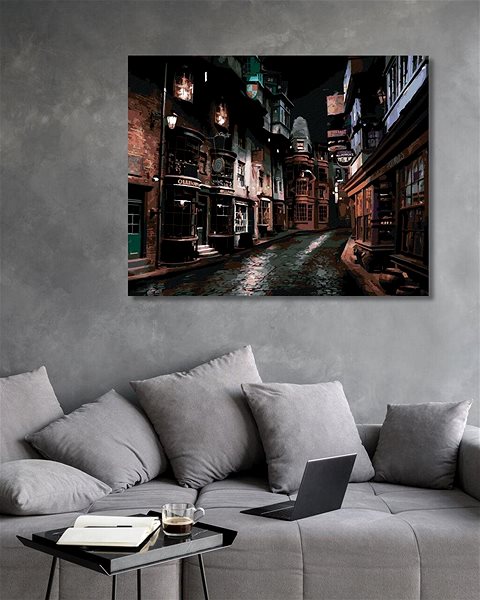 Maľovanie podľa čísel Priečna ulica v noci (Harry Potter), 40×50 cm, vypnuté plátno na rám ...