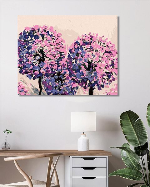 Maľovanie podľa čísel Pulzujúca levanduľa na rUžovOm pozadí, 40 × 50 cm, plátno napnuté na rám ...