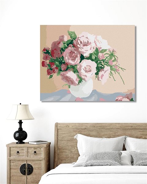 Maľovanie podľa čísel Ruže na ružovom pozadí, 80 × 100 cm, bez rámu a bez napnutia plátna ...