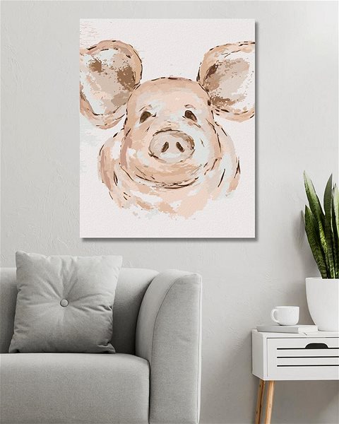 Malování podle čísel Růžové prase (Haley Bush), 80×100 cm, vypnuté plátno na rám ...