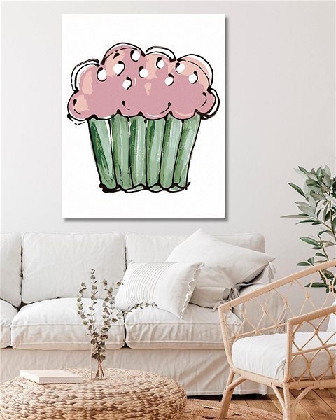Maľovanie podľa čísel Ružový cupcake 2 (Haley Bush), 40×50 cm, vypnuté plátno na rám ...