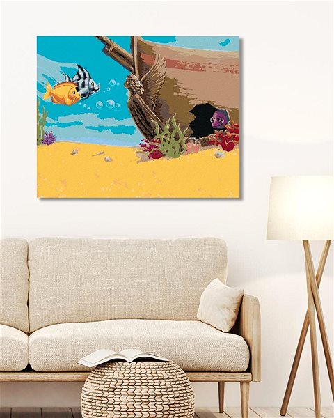 Maľovanie podľa čísel Rybičky plávajúce na návštevu (Sue Ellen Brown), 80 × 100 cm, bez rámu a bez napnutia plátna ...