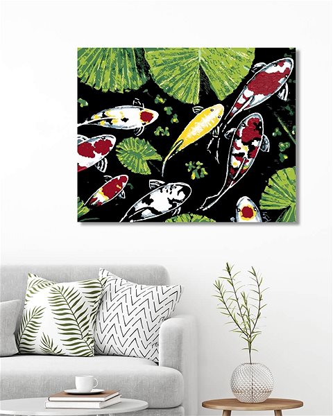 Maľovanie podľa čísel Ryby medzi listami, 40×50 cm, vypnuté plátno na rám ...